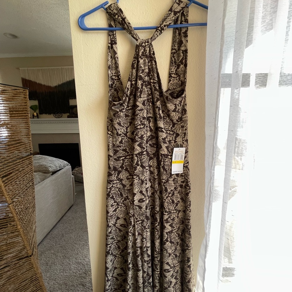 Michael Kors Snake Print Halter Dress Size M NWT